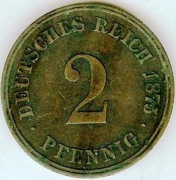 2 PFENNIG 1875 J - piękny stan !!!