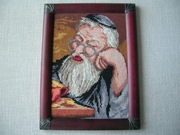 Obraz Żyd - haft krzyżykowy w drewnianej ramie 26,0 x 34,5 