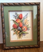 Śliczny obrazek tulipany 3D drewniana ramka 