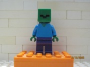 Lego minecraft figurka: zombie, używany, pęknięty.