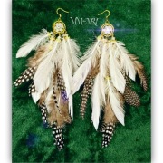 Kolczyki z piórami biżuteria z piórami MM-ART 