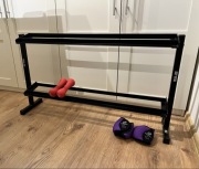 Stelaż stojak na hantle dwupoziomowy metalowy 107x60x20