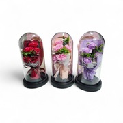 Wieczna Róza w szkle w kopule świecąca  lampka led