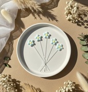 Ozdoby na tort z masy cukrowej kwiatki błękitne topper chrzest urodziny