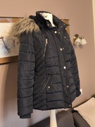 Granatowa ocieplana kurtka z kapturem