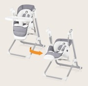 Krzesełko do karmienia dla dzieci 2w1 Bujaczek Huśtawka Pasy Tacka Lionelo