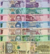 Malawi Set 20, 50, 100, 200, 500, 1000, 2000 Kwacha, 7 Note Set, UNC