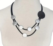 Naszyjnik wisior kolia geometryczna z kołami silikonowa czarno - szara