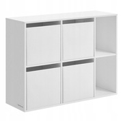 Songmics Biały regał na książki z 4 pudełkami 62x83x27cm 6 półek