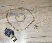 Zegarek męski w zestawie z bransoletką i dwoma łańcuszkami