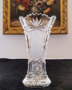 Wazon kryształowy bogato Szlifowany mat wiedeński  prl Vintage