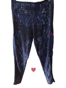 Legginsy długie Oysho S M granatowe niebieskie spodnie do fitness wzór