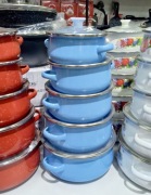 Błękitny zestaw garnków emaliowanych 5 szt 