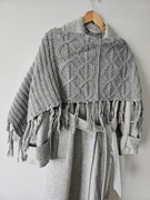 Chusta z frędzlami ponczo na jesień zimę ponczo z wełną vintage