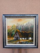  STARY DUŻY  OBRAZ OLEJNY NA PŁÓTNIE  sygnowany