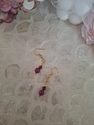 Kolczyki handmade srebro z naturalnych granat rubin hematyt 