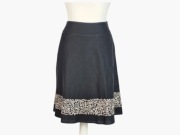 Bhs Spódnica Len Bawełna Czarna Haft Beż M 38 L 40 Biurowa Styl Boho BDB