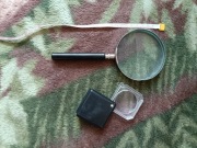 Stara lupa PRL szklana i plastikowa 