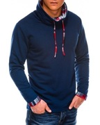 Ombre bluza sweter bawełniany męski z wywijanym kołnierzem granatowy L