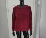 Bordowy sweter Zavanna S M minky puszysty ciepły miły