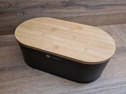 Metalowy chlebak Tadar Iconic z bambusową deską do krojenia 34x18x12,5 cm