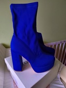 Botki damskie niebieskie wysokie rozmiar 36 Nowe!!+Gratis!!