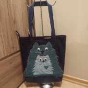 DZIEŃ KOTA - DWA KOTY - nowa torba zakupowa z jeansu na zamek - rękodzieło