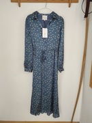 Nowa, długa, chabrowa sukienka w groszki My Essential Wardrobe