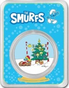 2 $ Niue 2023: Smurfy Święta kolor 1 uncja Srebra / Choinka Sanki Smerfetka