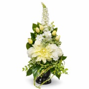 Kompozycja nagrobna do wazonu grób cmentarz stroik wiązanka kremowo-biała