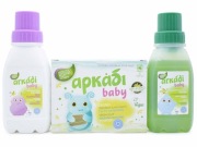 Zestaw produktów do prania prezent proszek płyn żel Arkadi na bazie oliwy