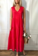 Sukienka długa maxi czerwona bez rękawów na lato wiskoza r. M