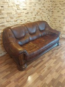 Sofa kanapa skórzana brąz skóra naturalna