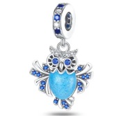 Charms świecacy srebrna zawieszka sowa lucky