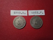 5. PFENNIG  1893.D.  5. PFENNIG  1893.F.  jako komplet.