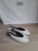 Zara kremowe  baleriny na pasku slingback nowe 39 eko skóra lakierowana