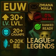 League of Legends LoL 20+ Champions UNRANKED Smurf konto EUW Ranked Ready