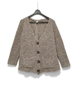 Damski Sweter Kardigan Gruby Splot Szary Melanż Vila |R. XS