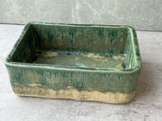 Prostokątna umywalka rękodzieło Zielony Onyks