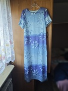 Sukienka vintage PRL niebieska w kwiaty rozmiar S lata PRL