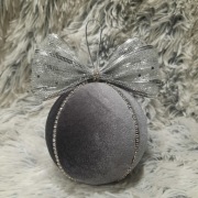 * 12 cm * Szara * Bombka welurowa -32 kolory