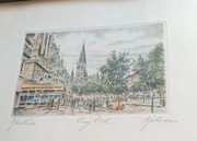 Oryginalna Akwaforta Berlin Artysta Georg Behrens lata  40-te 50te ?