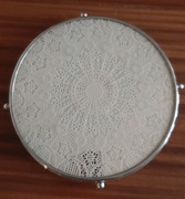 OBROTOWA PATERA NA CIASTO  - SZKLANA W METALOWYM OKUCIU