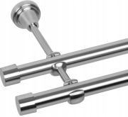 3 komplety KARNISZ PODWÓJNY 140 CM 19+19 MM SUN METALOWY efekt stali