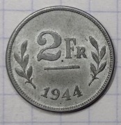 #1479 Belgia 2 franki 1944 piękna 