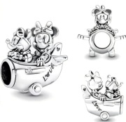 Srebrny Nowy Charms do bransoletki modułowej - Miki i Minnie