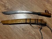 Autentyczny Golok indonezyjski -ręcznie kuty.XXw.pochwa drewniana 