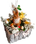 Stroik wiosenno-wielkanocny ZAJĄC, jajka ,bazie, żonkile, motyle DUŻY 25 cm
