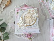 Zaproszenie Pierwsza Komunia Święta w pudełku dla Matki/Ojca Chrzestnego