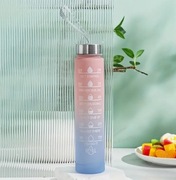 Elegancka Butelka Motywacyjna z Miarką – Różowo-Niebieski Gradient (300 ml)